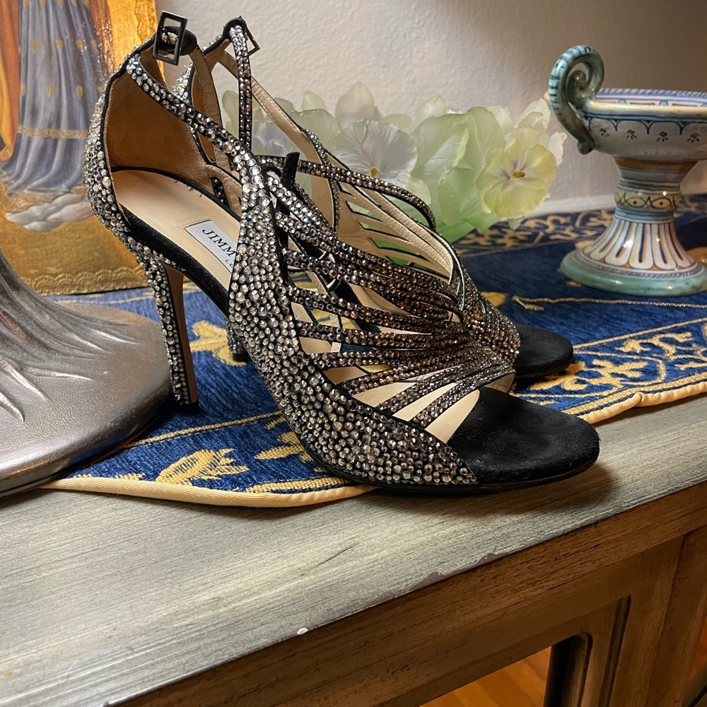 Jimmy Choo Heels, jewel encrusted front and back 7